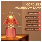 SisiHokai Small Battery Operated Lamp with Timer, Tiny Cordless Glass Table Lamp for Home Decor, Kitchen, Bathroom, Birthday Gift for Women, Jelly Red - Retail: $35