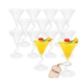 12 Pack Plastic Martini Glasses, 5 oz Reusable Clear Cocktail Glasses with Z-Stem, Unbreakable Dessert Serving Cup for Bar, Margarita Whiskey Gin Tequila Party Poolside Outdoors - Retail: $20