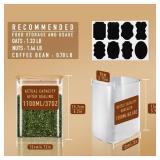 D2scrma 37oz Rectangle Airtight Glass Storage Containers with Bamboo Lids (Set of 4), Square Food Storage Jar, Pantry Organizers for Cereal, Nuts, Snacks and Coffee beans (âwith Black Lable) - Re