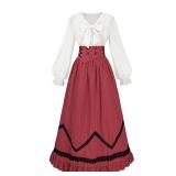 Nuoqi Womens Victorian Dress Costume 1800s Edwardian Costume Renaissance Blouse Skirt Set Red XL - Retail: $54