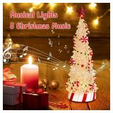 Yinns Christmas Tree Light Up, Acrylic Christmas Tree with LED Lights and Christmas Music, Candy Xmas Tree Tabletop Decor for Indoor Home Party Supplies,13 inches