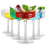 wookgreat Vintage Art Deco Coupe Glasses Set of 6, 10 oz Martini Glasses, Coupe Cocktail Glasses,Elegant Hand Blown Manhattan Goblet for Bar, Champagne, Martini, Cosmopolitan, Gimlet, Pisco Sour - Ret