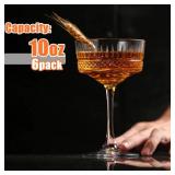 wookgreat Vintage Art Deco Coupe Glasses Set of 6, 10 oz Martini Glasses, Coupe Cocktail Glasses,Elegant Hand Blown Manhattan Goblet for Bar, Champagne, Martini, Cosmopolitan, Gimlet, Pisco Sour - Ret