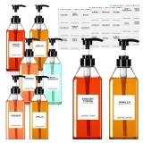 Nuogo 6 Pcs Coffee Syrup Dispenser Set 750ml, 500ml, 300ml, 150ml Pet Black Syrup Bottles with Pump Dispenser 27 Labels for Coffee Bar Kitchen Accessories Portable Travel(25.4 oz,Prismatic) - Retail: 