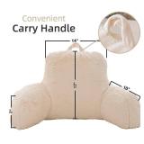 A Nice Night Faux Fur Reading Pillow Bed Wedge Large Adult Children Backrest with Arms Back Support for Sitting Up in Bed/Couch for Bedrest,Ivory - Retail: $29