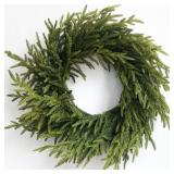 HomeKaren Christmas Wreath 24\" Real Touch Norfolk Pine Wreaths for Front Door Artificial Greenery Realistic Holiday Decoration Indoor Outdoor - Retail: $34