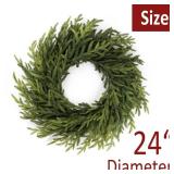 HomeKaren Christmas Wreath 24\" Real Touch Norfolk Pine Wreaths for Front Door Artificial Greenery Realistic Holiday Decoration Indoor Outdoor - Retail: $34