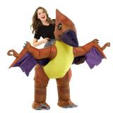 Inflatable Dinosaur Costume Adult Men Women, Inflatable Blow Up Costume Riding Pteranodon Dinosaur Costume Youth, Inflatable Ride On Dinosaur Halloween Costume Teen - Retail: $46