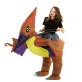 Inflatable Dinosaur Costume Adult Men Women, Inflatable Blow Up Costume Riding Pteranodon Dinosaur Costume Youth, Inflatable Ride On Dinosaur Halloween Costume Teen - Retail: $46