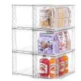6Pack Stackable Kitchen Storage Organizer, Pantry Organizers and Storage, Clear Foods Organizer Bins with Handles, Easily Assemble for Bathroom, Kitchen, Pantry, Cabinet, Closet - Retail: $47