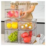6Pack Stackable Kitchen Storage Organizer, Pantry Organizers and Storage, Clear Foods Organizer Bins with Handles, Easily Assemble for Bathroom, Kitchen, Pantry, Cabinet, Closet - Retail: $47