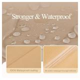 WJ-X3 Round Patio Furniture Cover, 72\" D x 31\" H, Waterproof, UV Resistant, Anti-Fading Outdoor Cover for Round Dining Table and Chairs Set, Beige - Retail: $60
