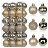 1.57\" Champagne Christmas Ornaments for Christmas Tree 36 Pcs Mini Shatterproof Balls Christmas Tree Decorations Small Xmas Ornaments Ball with Hanging Loop for Wedding Holiday Party Wreath Home Deco
