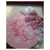 Whaline Christmas Welcome Sign Pink Wooden Hanging Sign Xmas Winter Snowflake Door Wreath Decor with Bow Berries for Indoor Outdoor Home Farmhouse Porch Wall Window Decor - Retail: $18