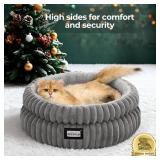 BALANCE Cat Bed Kitten Bed, Washable Round Cat Beds for Indoor Cats, Super Soft Plush Faux Fur Pet Bed for Puppy and Kitten with Anti-Slip Bottom - Retail: $30