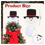 Syhood 9 Pcs Snowman Christmas Tree Decoration Kit Large Christmas Tree Topper Xmas Winter Holiday Balls Snowman Hat Socks Gloves Red Scarf White Trees Skirt for Xmas Ornament Supplies - Retail: $17