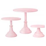 HBlife 3-PCS Pink Cake Stand Set (8\"/10\"/12\" Plate) for 6-10 Inch Cakes, Perfect Dessert Table Display Set, Cupcake&Cake Stands for Party, Wedding, Birthday, Baby Shower, Anniversary (Metal) - Reta
