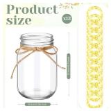 Chunful 12 Pcs Glass Mason Jar with LED Lights for Table Centerpiece Decorations Set Clear Rustic Farmhouse Coffee Table Decor with LED Lights for Wedding Dining Room Kitchen Decor (Warm Light) - Reta