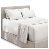 Hearth & Harbor 6Pc King Size Bed Linen Set - Extra Deep Pocket Sheets 18-24 Inches - Microfiber Sheets - White - Retail: $34
