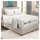 Hearth & Harbor 6Pc King Size Bed Linen Set - Extra Deep Pocket Sheets 18-24 Inches - Microfiber Sheets - White - Retail: $34