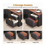 SEDETA Farmhouse L Shaped Standing Desk, 55 inch Height Adjustable Corner Desk with Storage Drawers, Standing Computer Desks with Power Outlets for Home Office, Black - Retail: $299