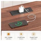 SEDETA Farmhouse L Shaped Standing Desk, 55 inch Height Adjustable Corner Desk with Storage Drawers, Standing Computer Desks with Power Outlets for Home Office, Black - Retail: $299