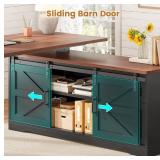 SEDETA Farmhouse L Shaped Standing Desk, 55 inch Height Adjustable Corner Desk with Storage Drawers, Standing Computer Desks with Power Outlets for Home Office, Black - Retail: $299