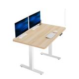 Electric 48 x 30 in Standing Desk, Memory Height Adjustment, 1B Series, Holds 220 lbs, One-Piece Light Wood Top, White Frame - Retail: $239