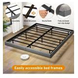 Zhizenl Floating Bed Frame Full, Full Size Bed Frame with Led Light Remote Control RGB, Heavy Duty Platform Bed Frame with Under Bed Storage, No Box Spring Needed, Easy Assembly - Retail: $0