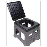 Portable Toilet, PP Foldable Compact Potty with Lid, Emergency Toilet, Temporary Toilet, for Travel, Camping, Hiking, Road Trips, Traffic Jams, Fishing and Outdoor Activities - Retail: $44