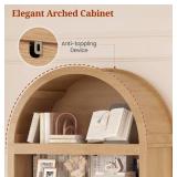 Modern Arched Oak Bookcase with Cane Cabinet - Retail: $299