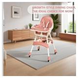 portable high chair. high chairs for babies and toddlers, multi-use easy clean baby high chair with lock wheels, comfortable feeding and place the toy storage basket - Retail: $49