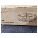 20\" Caged Ceiling Fans With Lights and Remote, Flush Mount Bladeless Low Profile, Small Farmhouse Industrial Enclosed Ceiling Fan For Bedroom, Kitchen, Indoor - Retail: $99