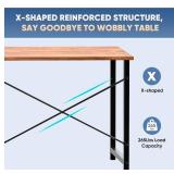 32 in Small Computer Desk for Home Office, Modern Study Work Table Simple Style for Bedroom, Writing Desks with X-Shaped Reinforcement, Rust - Retail: $0
