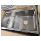 30 in. Drop-In Single Bowl 18 Gauge Stainless Steel Kitchen Sink with Spring Neck Faucet - Retail: $339