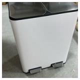 Arlopu 16Gal Dual Trash Can w/2 Built-in Box for Odor Control, Hands-Free Kitchen Garbage Bin, Recycle Waste Dustbin, Soft-Close Lid, 2 Buckets,Foot Pedal, Side Handle, Airtight,for Home (White) - Ret