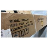 Allewie Full Size Platform Bed Frame with Fabric Upholstered Headboard and Wooden Slats Support, Fully Upholstered Mattress Foundation/No Box Spring Needed/Easy Assembly, Dark Grey - Retail: $145