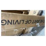 Allewie Full Size Platform Bed Frame with Fabric Upholstered Headboard and Wooden Slats Support, Fully Upholstered Mattress Foundation/No Box Spring Needed/Easy Assembly, Beige - Retail: $199