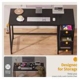 CubiCubi Computer Desk with 2 Drawers, 47 Inch Small Home Office Desk with Storage, Black - Retail: $0