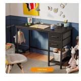 CubiCubi Computer Desk with 2 Drawers, 47 Inch Small Home Office Desk with Storage, Black - Retail: $0