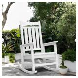 Hyleory HDPE Modern Resin Outdoor Oversized Rocking Chair, Patio Adirondack Chair for All Seasons in White - Retail: $189