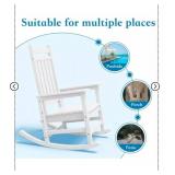 Hyleory HDPE Modern Resin Outdoor Oversized Rocking Chair, Patio Adirondack Chair for All Seasons in White - Retail: $189