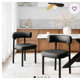 Dining Chairs, Mid-century Dining Room Chair, Carbon Steel Legs, Upholstered Seat, Textured Leather, Ergonomic Curved Backrest, Morden For Kitchen, Restaurant - Retail: $212