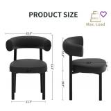 Dining Chairs, Mid-century Dining Room Chair, Carbon Steel Legs, Upholstered Seat, Textured Leather, Ergonomic Curved Backrest, Morden For Kitchen, Restaurant - Retail: $212