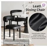 Dining Chairs, Mid-century Dining Room Chair, Carbon Steel Legs, Upholstered Seat, Textured Leather, Ergonomic Curved Backrest, Morden For Kitchen, Restaurant - Retail: $212