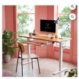 FEZIBO Standing Desk with Keyboard Tray, 60 x 24 Inch Adjustable Height Sit Stand Desk with Memory Presets for Home Office, Ergonomic Computer Workstation, Light Rustic - Retail: $209