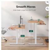 FEZIBO Standing Desk with Keyboard Tray, 60 x 24 Inch Adjustable Height Sit Stand Desk with Memory Presets for Home Office, Ergonomic Computer Workstation, Light Rustic - Retail: $209