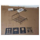 LIKIMIO King Bed Frame, Tall Industrial Headboard 51.2 \", Platform Bed Frame with Strong Metal Support, Solid and Stable, Noise Free, No Box Spring Needed, Easy Assembly, Charcoal Grey - Retail: $184