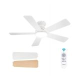 Ceiling Fans with Lights, 42 Inch Low Profile Ceiling Fan with Light And Remote Control, Flush Mount, Reversible, 3CCT, Dimmable, Quiet, White Small Ceiling Fan for Bedroom Indoor/Outdoor Use - Retail