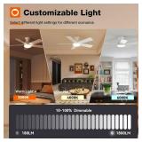 Ceiling Fans with Lights, 42 Inch Low Profile Ceiling Fan with Light And Remote Control, Flush Mount, Reversible, 3CCT, Dimmable, Quiet, White Small Ceiling Fan for Bedroom Indoor/Outdoor Use - Retail